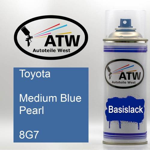 Toyota, Medium Blue Pearl, 8G7: 400ml Sprühdose, von ATW Autoteile West.